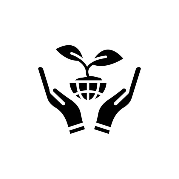 Hand Symbol Mit Erde Und Pflanze Symbol Pflanzen Einfaches Design — Stockvektor