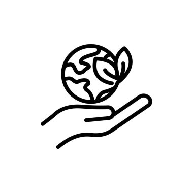 Toprak ve bitkilerle el çizgisi ikonu. Bitkinin sembolü. Basit dizayn edilebilir. Şablon vektörü tasarla