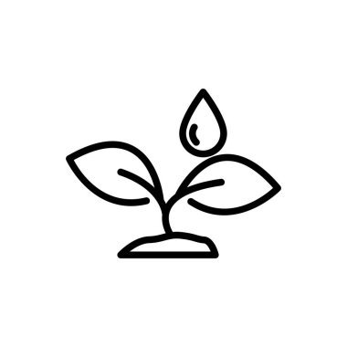 Su damlası olan bitki çizgisi simgesi. Bitki sembolü. Bitkilerle ilgilenmek. Basit dizayn edilebilir. Şablon vektörü tasarla
