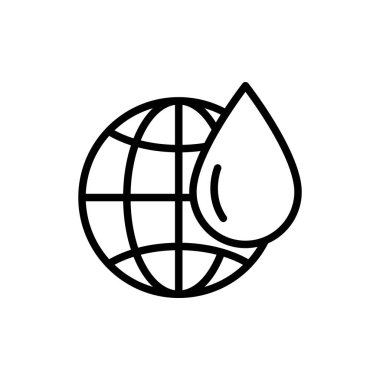 Su damlası olan dünya çizgisi simgesi. Bataklık ikonu. Basit dizayn edilebilir. Şablon vektörü tasarla