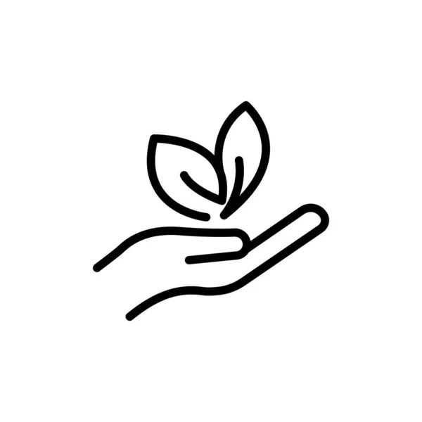 Handzeilensymbol Mit Blatt Symbol Pflanzen Einfaches Design Editierbar Designschablonen Vektor — Stockvektor