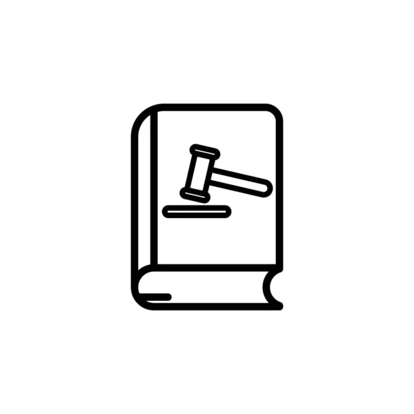 Book Line Icon Hammer Legal Justice Symbol Simple Design Editable — Stock Vector