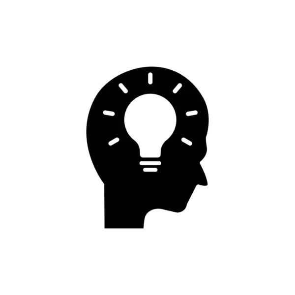 Ikona Głowy Żarówką Koncepcja Nowego Pomysłu Proces Generowania Pomysłów Prosty — Wektor stockowy