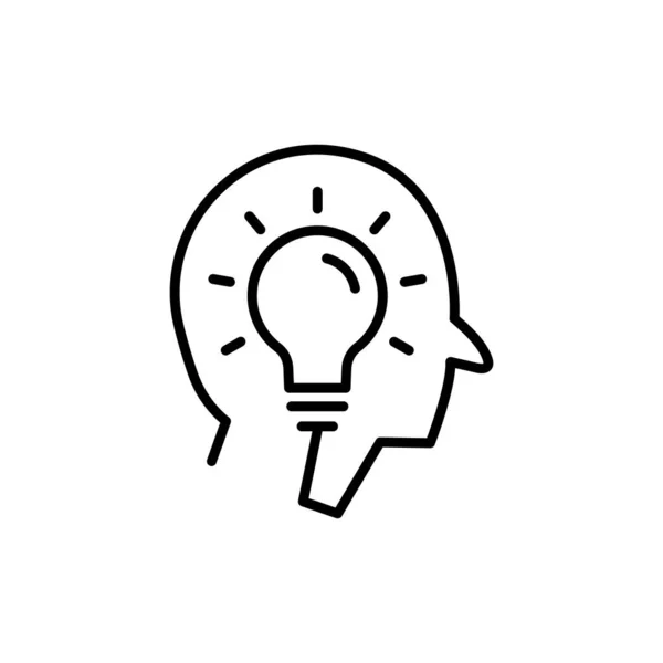 Icône Tête Avec Ampoule Concept Idée Nouvelle Processus Génération Idées — Image vectorielle