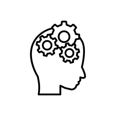 Başında çizgi simgesi olan bir kafa. Yönetim sembolü, iş. Basit dizayn edilebilir. Şablon vektörü tasarla