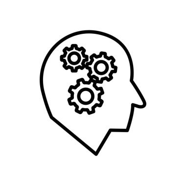 Başında çizgi simgesi olan bir kafa. Yönetim sembolü, iş. Basit dizayn edilebilir. Şablon vektörü tasarla