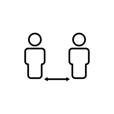 Sosyal uzaklık çizgisi simgesi. Mesafeli kişi simgesi. Basit dizayn edilebilir. Şablon vektörü tasarla