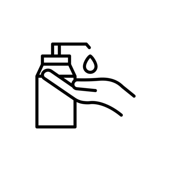 Handlijnpictogram Met Handreiniger Handsymbool Wassen Eenvoudig Ontwerp Bewerkbaar Ontwerpsjabloon Vector — Stockvector