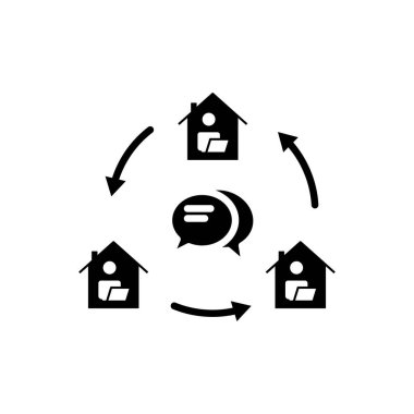 İnsanlar evleriyle ikonlaşır. Ev sembolü üzerinde çalış. Basit dizayn edilebilir. Şablon vektörü tasarla