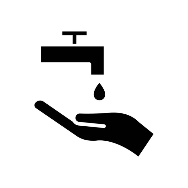 Handsymbol Mit Wasserhahn Händewaschen Einfaches Design Editierbar Designschablonen Vektor — Stockvektor