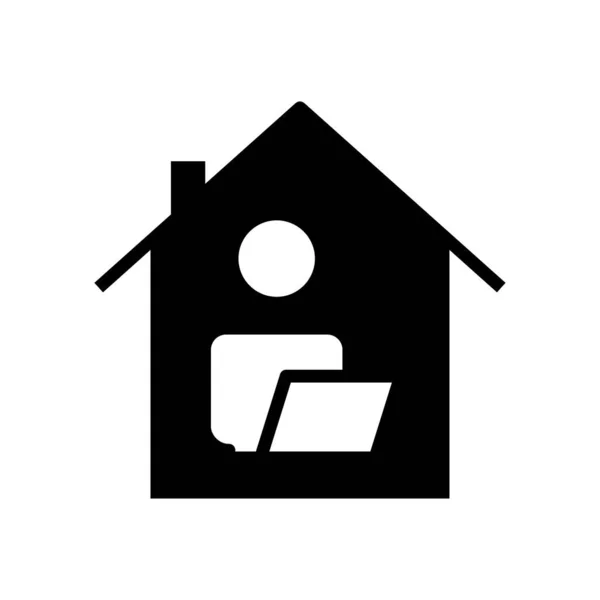 Icono Gente Con Ordenadores Portátiles Casa Icono Trabajo Casa Diseño — Vector de stock