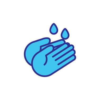 Su damlası olan el resmi. El yıkama sembolü. Basit dizayn edilebilir. Şablon vektörü tasarla