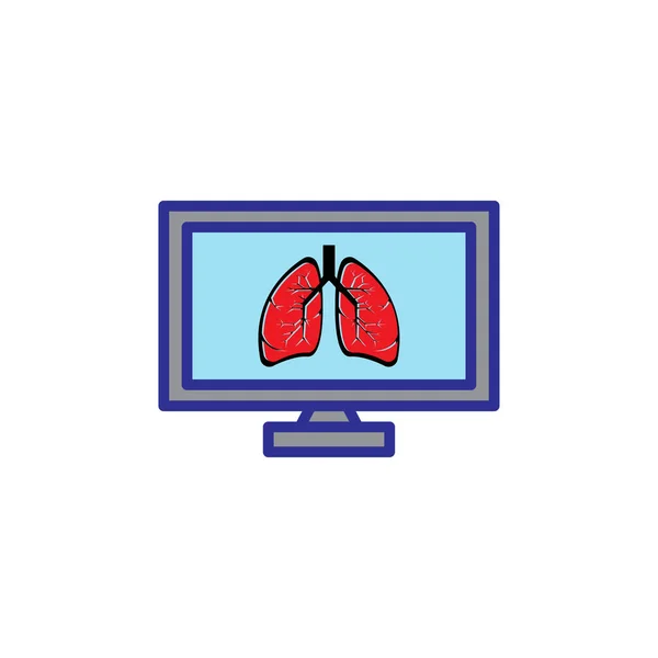 Icono Pantalla Plana Con Pulmón Símbolo Del Monitor Salud Pulmonar — Archivo Imágenes Vectoriales