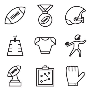 Amerikan futbol sahası ikonu seti. Basit dizayn edilebilir. Şablon vektörü tasarla