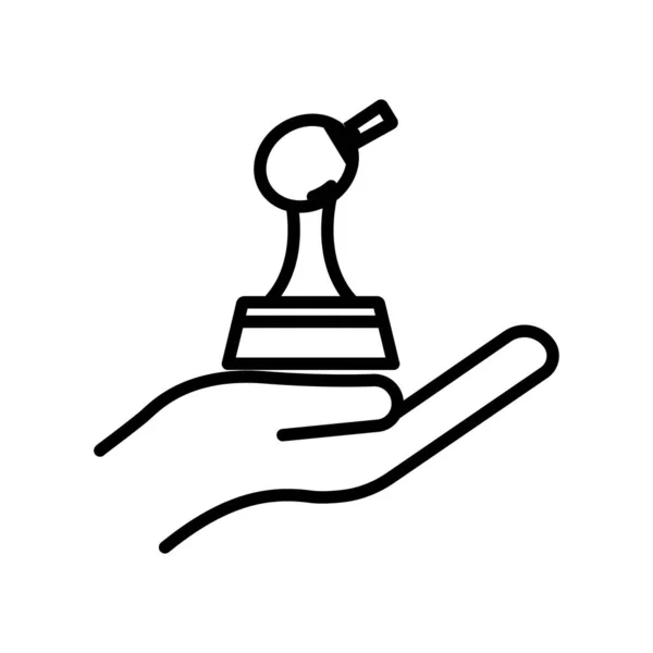 Icône Ligne Main Avec Trophée Icône Tennis Table Conception Simple — Image vectorielle