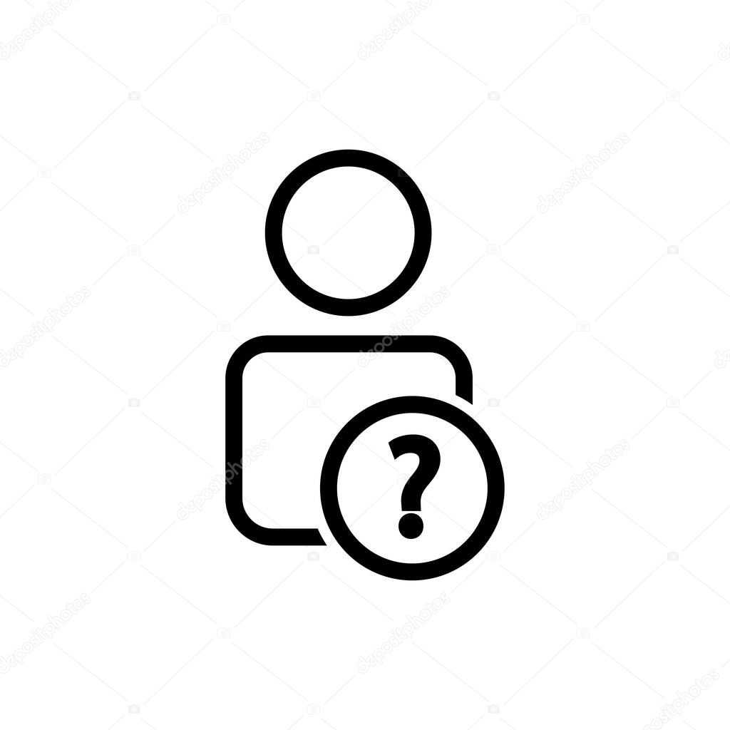 User line icon with question symbol. Editable stroke. Simple illustration mobile concept and web design. Design template vector