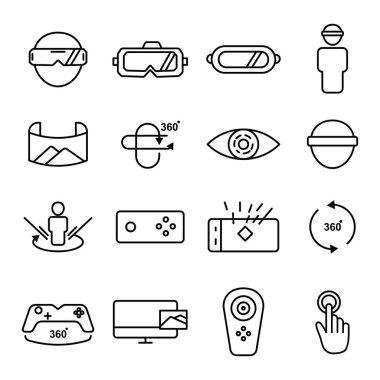 Sanal Gerçeklik Oyun Simgesi seti. Basit bir illüstrasyon mobil uygulama hattı simgesi ve web tasarımı. Düzenlenebilir felç. Şablon vektörü tasarla