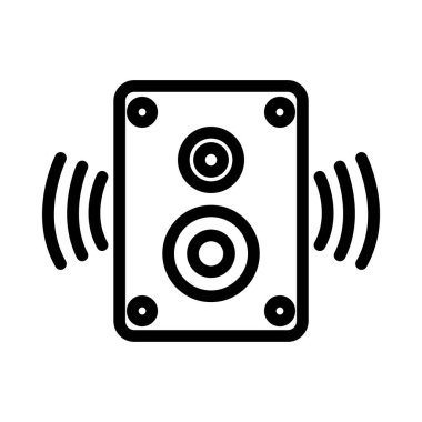 Hoparlör, Müzik Sistemi, Ses Kutusu, Ses Sistemi çizgi simgesi. Basit bir çizim. Düzenlenebilir felç. Şablon vektörü tasarla