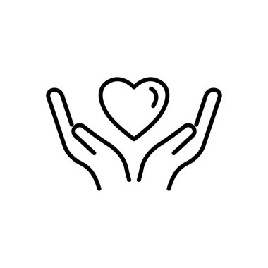 Kalbi olan el çizgisi ikonu. Düzenlenebilir felç. Şablon vektörü tasarla