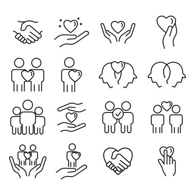 Arkadaşlık çizgisi simgesi. Düzenlenebilir felç. Şablon vektörü tasarla