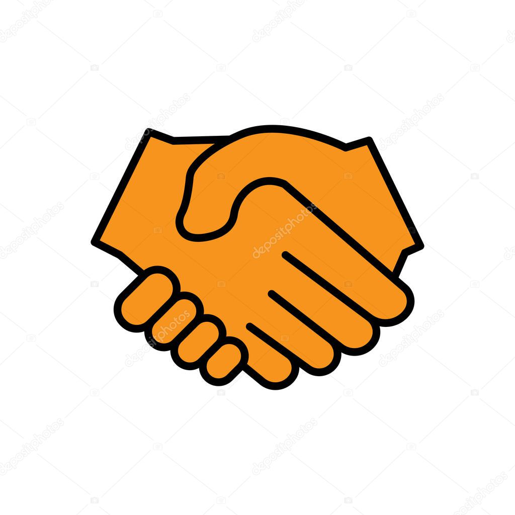 Handshake lineal color icon. deal, partner, Business symbol. the icon can be used for application icon, web icon, infographics. Editable stroke. Design template vector