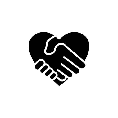 Kalpli bir tokalaşma ikonu. bu simge uygulama simgesi, web simgesi, bilgi simgesi için kullanılabilir. Düzenlenebilir felç. Şablon vektörü tasarla