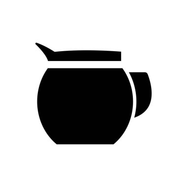 Beyaz arka planda kahve demliği ikonu. Düzenlenebilir felç. Şablon vektörü tasarla