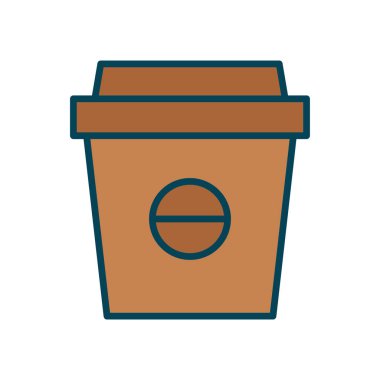 Beyaz arka planda kahve fincanı lineal renk simgesi. Düzenlenebilir felç. Şablon vektörü tasarla