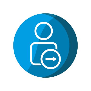 Sağ ok simgesine sahip kullanıcı. Sıradaki sembol. Basit illüstrasyon mobil konsepti, web tasarımı, uygulama, UI. Şablon vektörü tasarla