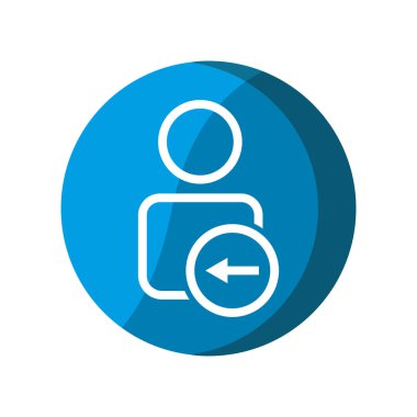 Arka ok simgesine sahip kullanıcı. Basit illüstrasyon mobil konsepti, web tasarımı, uygulama, UI. Şablon vektörü tasarla