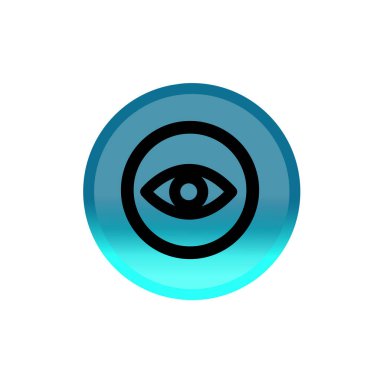 Eye button icon. high quality user interface. blue round button. Editable stroke. Simple illustration mobile concept, web design, application, UI. Design template vector