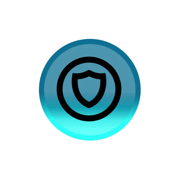 Значок Кнопки Щита Синя Кругла Кнопка Символом Безпеки Підходящий Інсульт — стоковий вектор