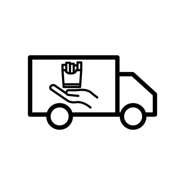 Truck Line Icon Food Food Delivery Truck Icon Editable Stroke — Image vectorielle