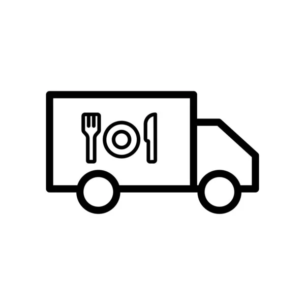 Truck Line Icon Food Food Delivery Truck Icon Editable Stroke — ストックベクタ