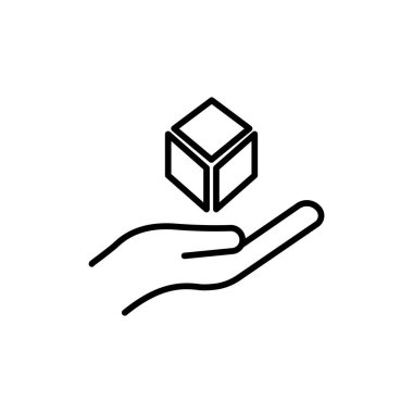 El ve kutu çizgisi simgesi. Paket teslimat ikonu korunuyor. Düzenlenebilir felç. Şablon vektörü tasarla