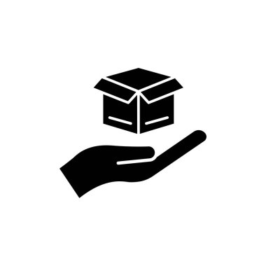 El ve kutu ikonu. Paket teslimat ikonu korunuyor. Düzenlenebilir felç. Şablon vektörü tasarla