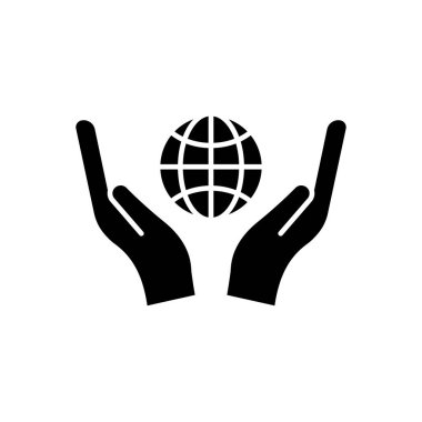 Küresel el ikonu. Dünya gezegeni. Düzenlenebilir felç. Şablon vektörü tasarla