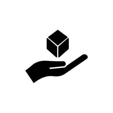 El ve kutu ikonu. Paket teslimat ikonu korunuyor. Düzenlenebilir felç. Şablon vektörü tasarla