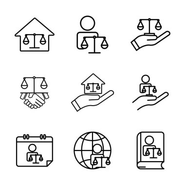 Kanun çizgisi simgesi ayarlandı. Düzenlenebilir felç. Şablon vektörü tasarla