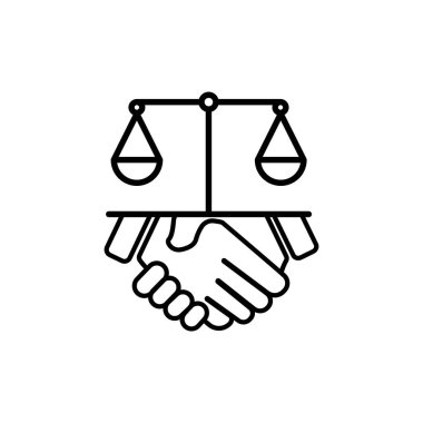 El ve hukuk çizgisi ikonu. Yasalara uyan bir ikon. Düzenlenebilir felç. Şablon vektörü tasarla