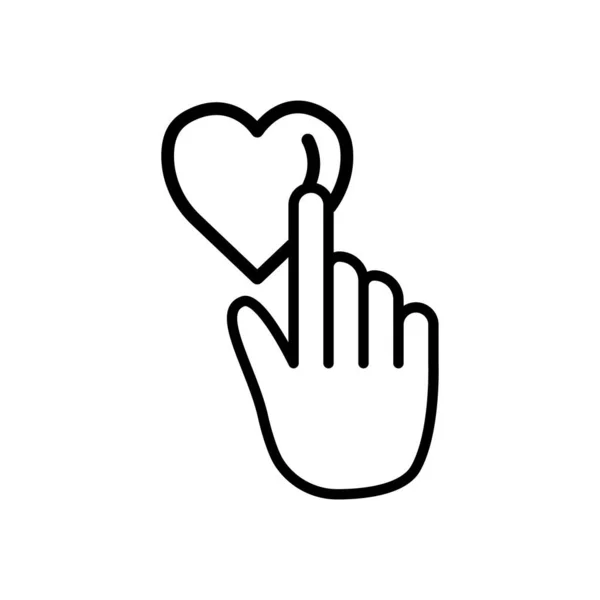 Значок Линии Прикосновения Руки Сердцем Благотворительный Символ Пожертвование Человечность Редактируемый — стоковый вектор