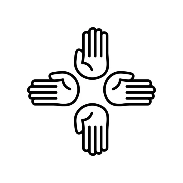 四个手排图标 慈善的象征 可编辑的中风 设计模板向量 — 图库矢量图片
