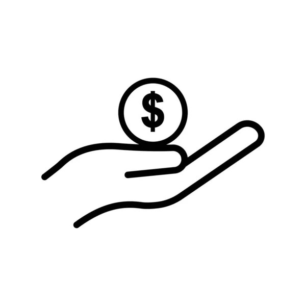 Εικονίδιο Hand Line Δολάριο Σύμβολο Φιλανθρωπίας Δωρεά Ανθρωπιά Επεξεργάσιμο Εγκεφαλικό — Διανυσματικό Αρχείο