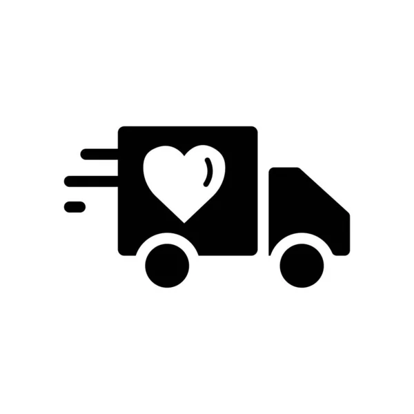 Icône Camion Avec Coeur Symbole Charité Don Humanité Course Modifiable — Image vectorielle