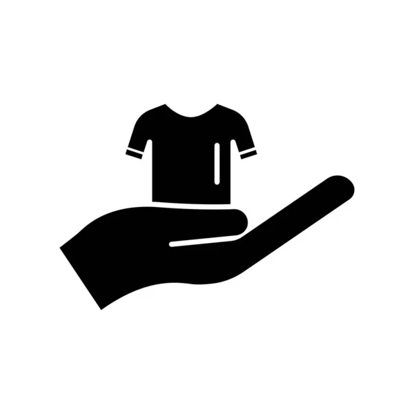 Handsymbole Mit Kleidung Wohltätigkeitssymbol Spende Menschlichkeit Essbarer Schlaganfall Designschablonen Vektor — Stockvektor