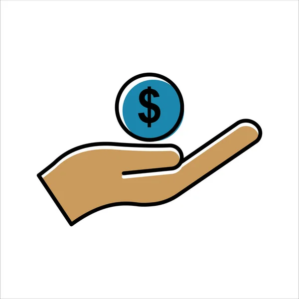 Hand Lineares Farbsymbol Mit Dollar Wohltätigkeitssymbol Spende Menschlichkeit Essbarer Schlaganfall — Stockvektor