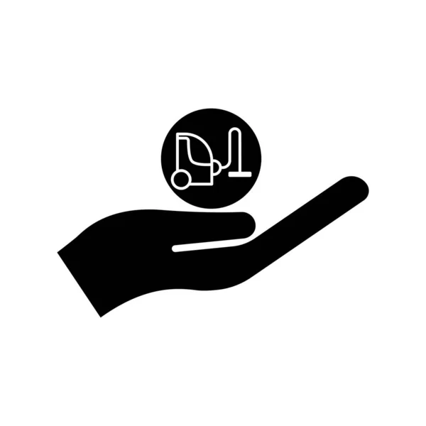 Hand Pictogram Met Cleaner Stof Elektrische Machine Vacuüm Eenvoudig Ontwerp — Stockvector