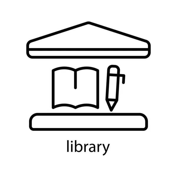 图书馆建筑线图标 可编辑的中风 设计模板向量 — 图库矢量图片