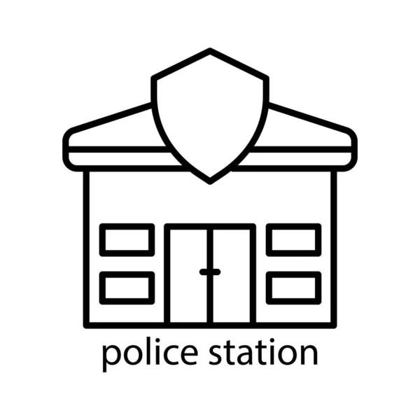 Police Station Building Line Icon Editable Stroke Design Template Vector — Stock Vector