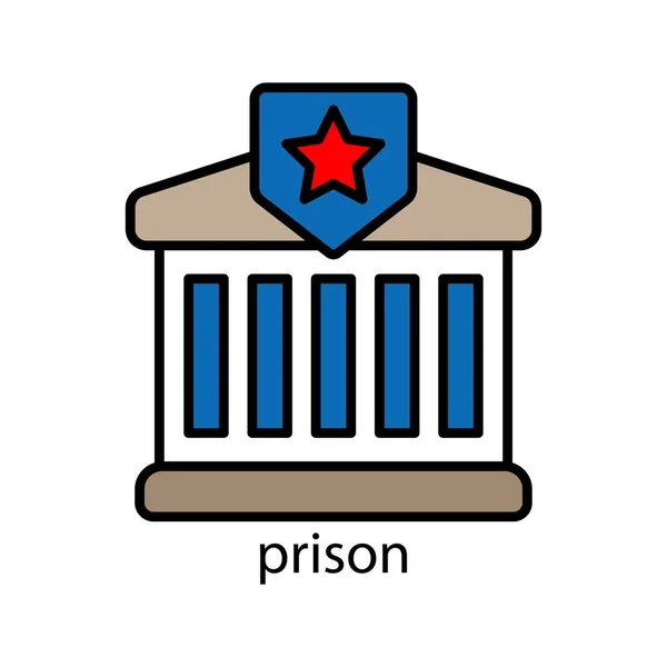 Börtön Lineáris Szín Ikon Szerkeszthető Agyvérzés Tervezési Sablon Vektor — Stock Vector